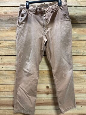 Duluth Trading Co Flex Fire Hose Relaxed Fit Tan Work Jeans, 36x32